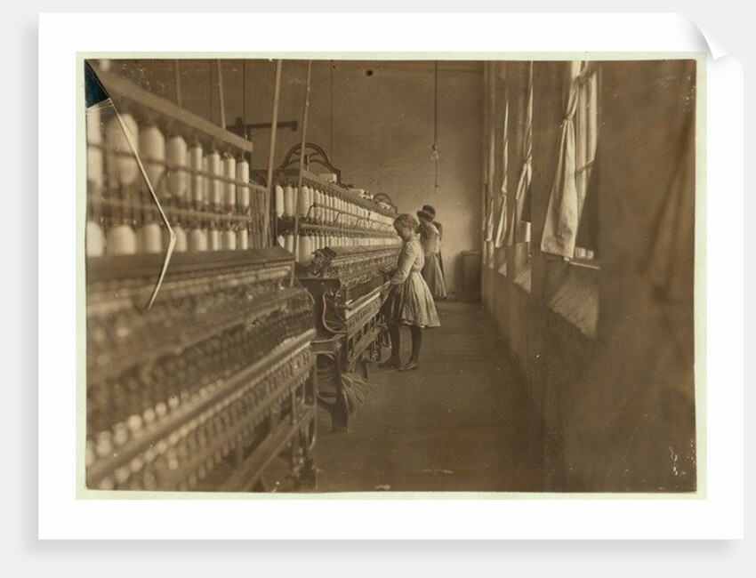 Hattie Hunter, a spinner in Lancaster Cotton Mills, South Carolina where she's worked for 3 years, 1908 by Lewis Wickes Hine