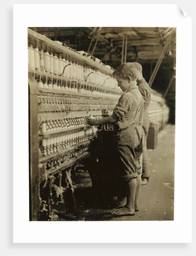 Young doffers replacing full bobbins at North Pownal, Vermont, 1910 by Lewis Wickes Hine