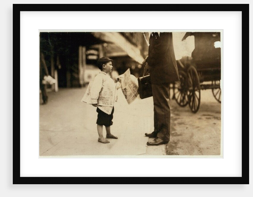 6 year old newsboy Hyman selling papers until 6 p.m. in Lawrence, Massachusetts, 1911 by Lewis Wickes Hine