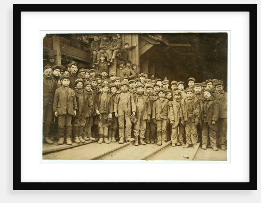 Breaker boys who sort coal by hand at Ewen Breaker of Pennsylvania Coal Co, South Pittston, Pennsylvania, 1911 by Lewis Wickes Hine