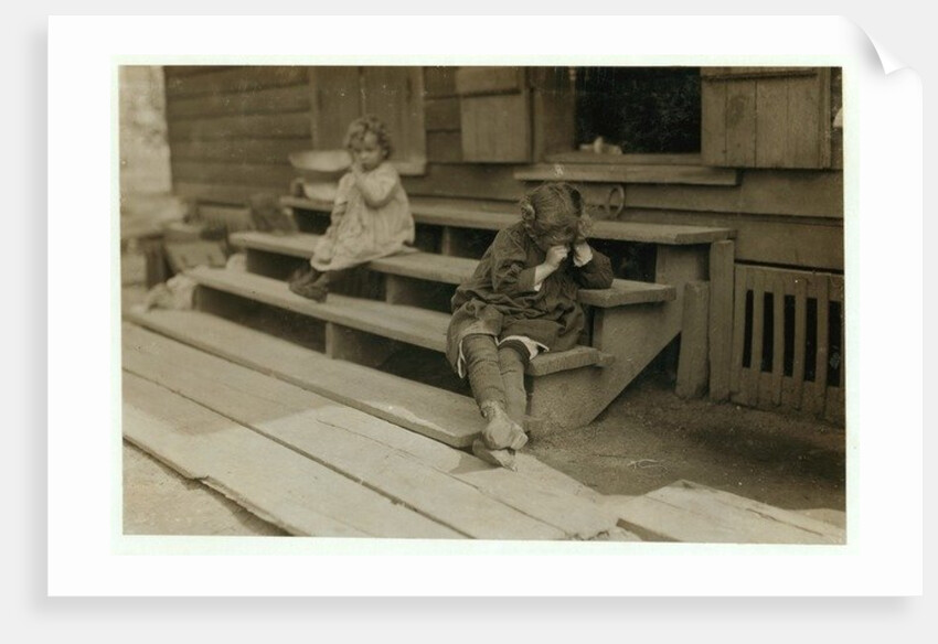 5 year old Olga Schubert began work about 5:00 A.M. helping her mother in the Biloxi Canning Factory, Mississippi, picking shrimps by Lewis Wickes Hine