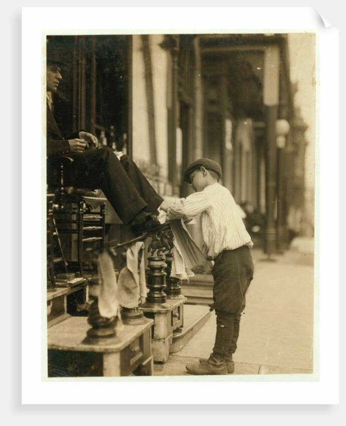Michael Mero, 2 West 4th St. Bootblack, 12 years of age, working one year of own volition by Lewis Wickes Hine
