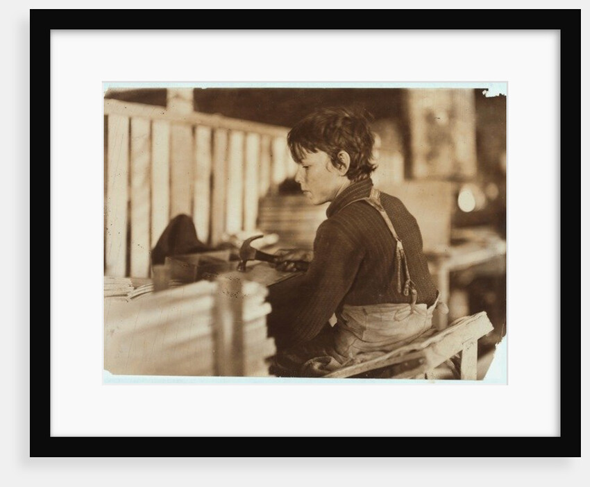 Boy making baskets for melons at Evansville, Indiana, 1908 by Lewis Wickes Hine