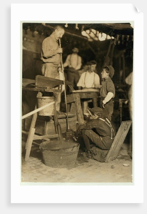 Blower and mould boy at Seneca Glass Works, Morgantown, West Virginia, 1908 by Lewis Wickes Hine