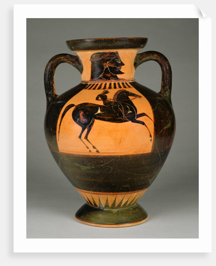 Athenian Attic black-figure amphora with naked rider, c.570-60 by Greek school