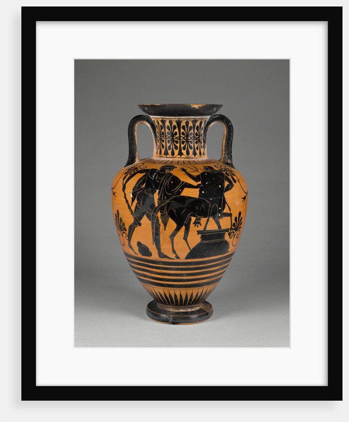 Athenian Attic black-figure neck amphora with Heracles and centaur, c.480-60 BC by Greek school