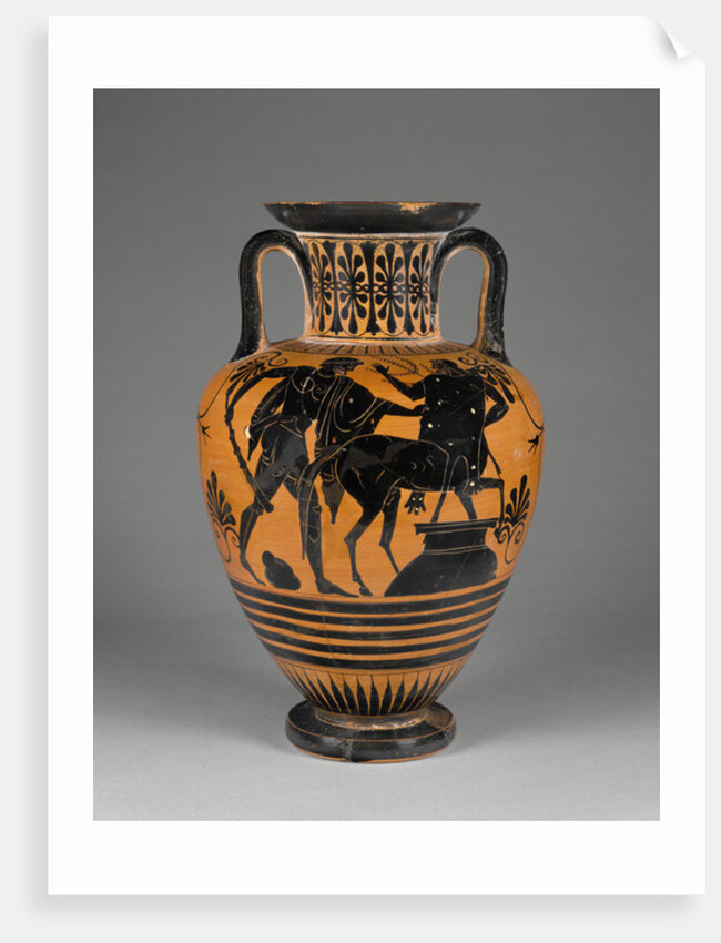 Athenian Attic black-figure neck amphora with Heracles and centaur, c.480-60 BC by Greek school