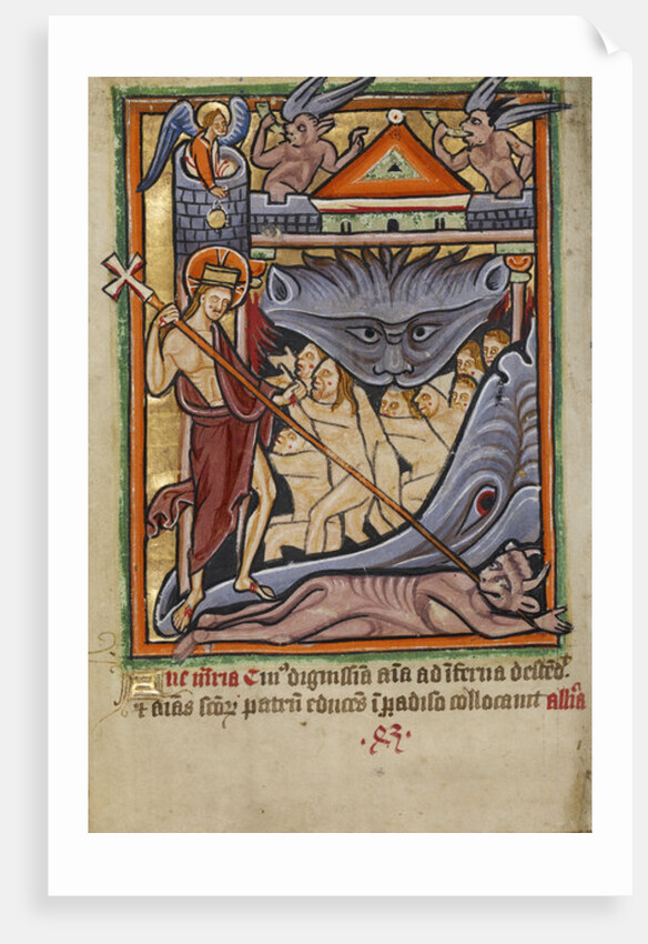Harrowing of hell from the Illustrated Vita Christi Ms 101 fol. 82v, c.1190-1200 by English School