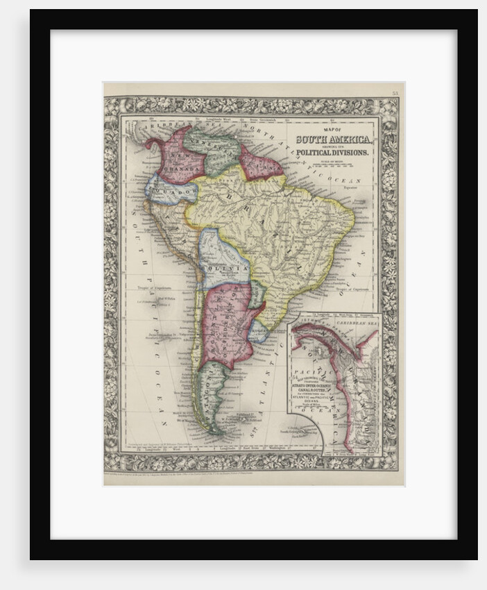 Map of South America showing its political divisions from Mitchell's new general atlas, 1863 by Samuel Augustus Mitchell