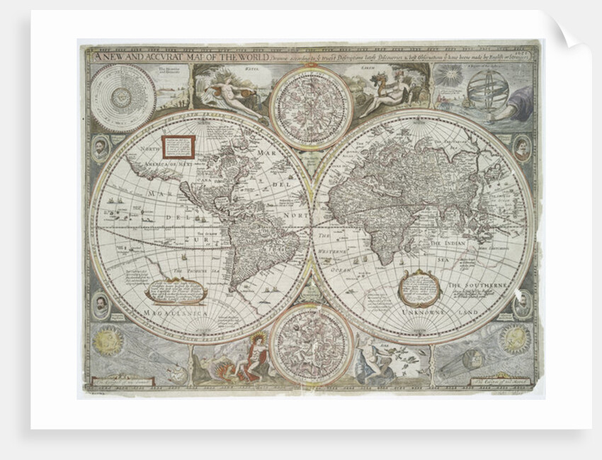 A new and accurate map of the world, 1676 by John Speed