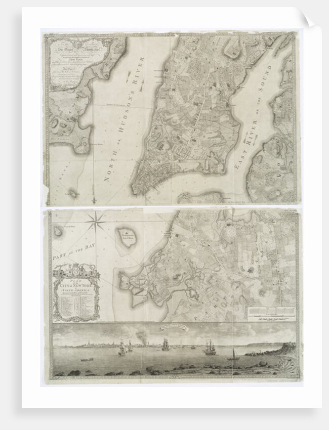 Plan of the city of New York in North America surveyed in the years 1766 & 1767 published in Faden's Atlas, 1776 by Theodore de after White John Bry