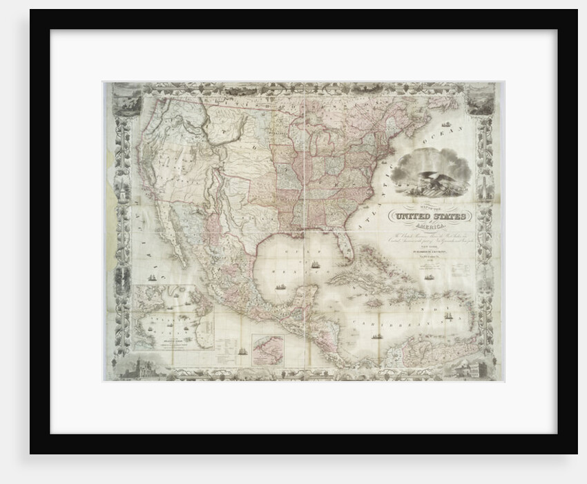 Map of the United States of America, British provinces, Mexico, West Indies and Central America, 1850 by American School