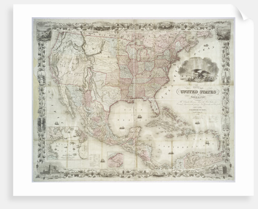 Map of the United States of America, British provinces, Mexico, West Indies and Central America, 1850 by American School