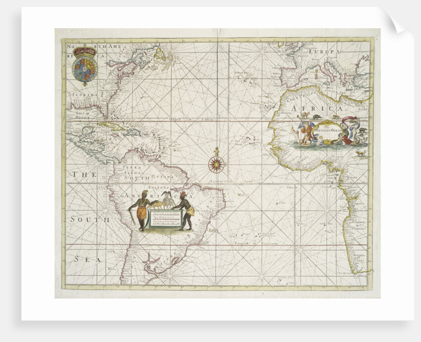 Chart of the Western Ocean with rhumb lines by Jeremiah Seller, 1705 by English School