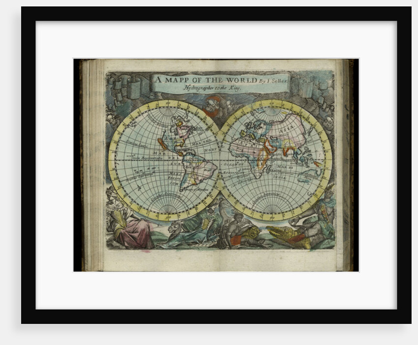 A map of the world from Atlas maritimus by John Seller, 1682 by John Seller