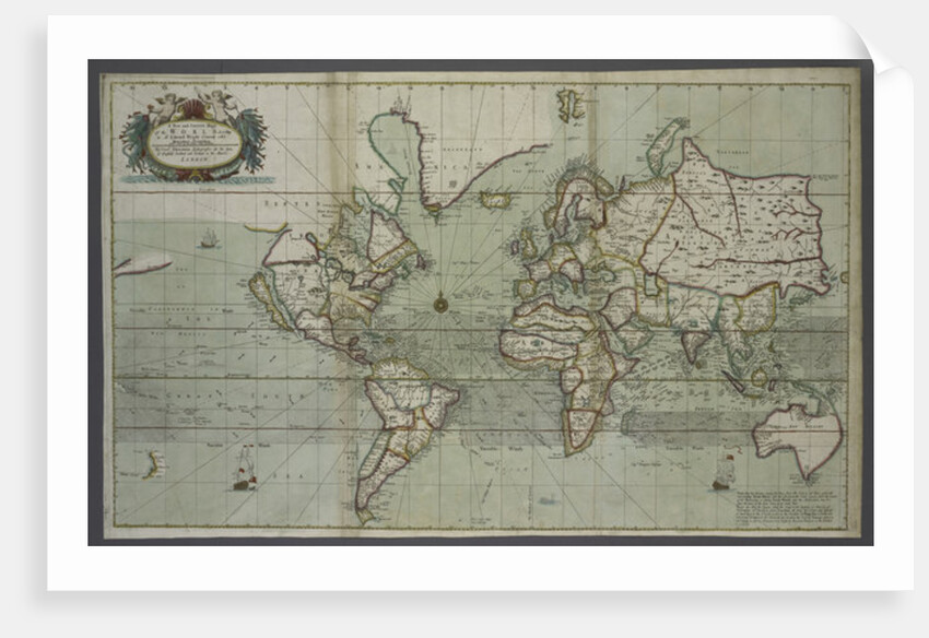 A new and correct map of the world from an atlas of the sea, 1707 by English School