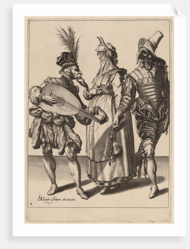 A Blindfolded Cupid Holding a Torch Before a Couple, attributed to Zacharias Dolendo, 1595-6 by Jacques II de Gheyn
