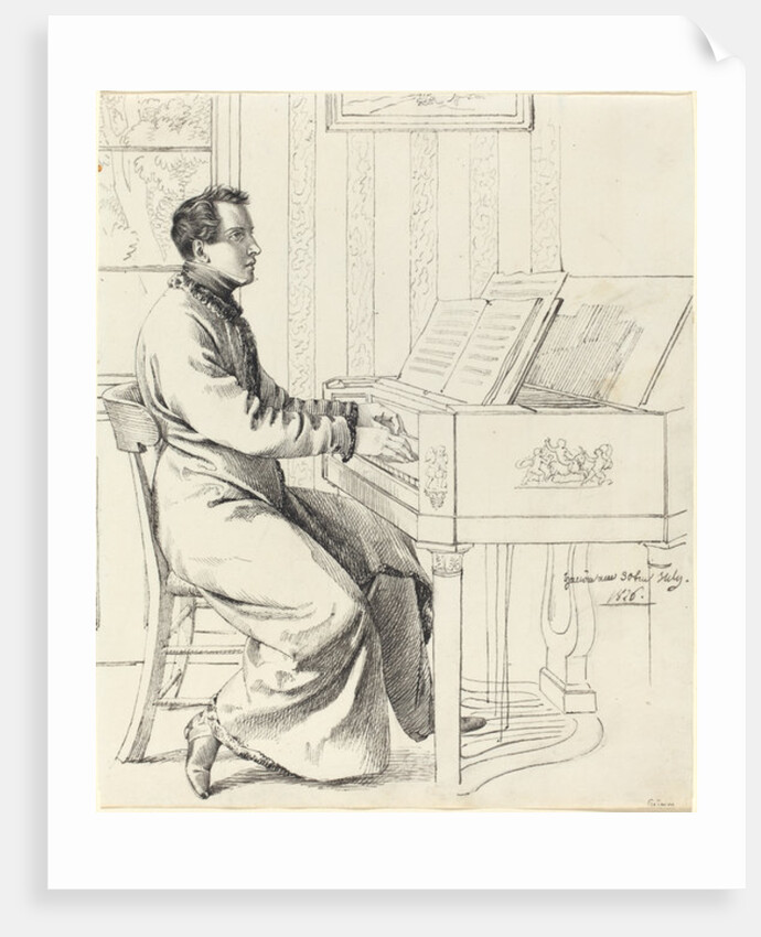 Grimm, Ludwig Emil German, 1790 - 1863 The Artist's Brother-in-Law, Ludwig Hassenpflug, Preparing to Play the Piano, 1826 by Ludwig Emil Grimm