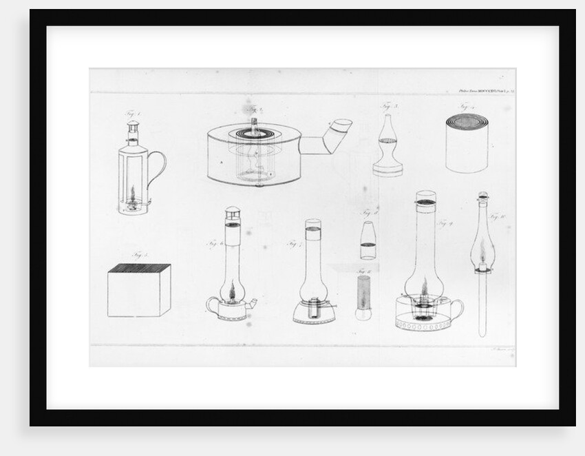 Safety lamps designed by Humphry Davy for use by miners by James the younger Basire
