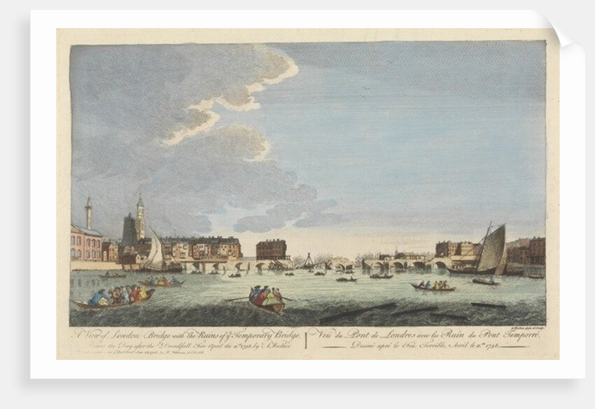 A View of London Bridge with the Ruins of the Temporary Bridge after the Fire of 11th April 1758 by English School