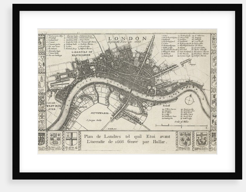 London, before the Fire in 1666 by Wenceslaus Hollar (after)