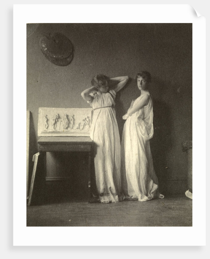 Two Female Models in Classical Costume with Eakins's Sculpture 'Arcadia', c.1883 by Thomas Cowperthwait Eakins