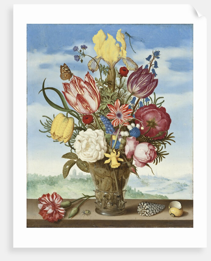 Bouquet of Flowers on a Ledge, 1619 by Ambrosius the Elder Bosschaert
