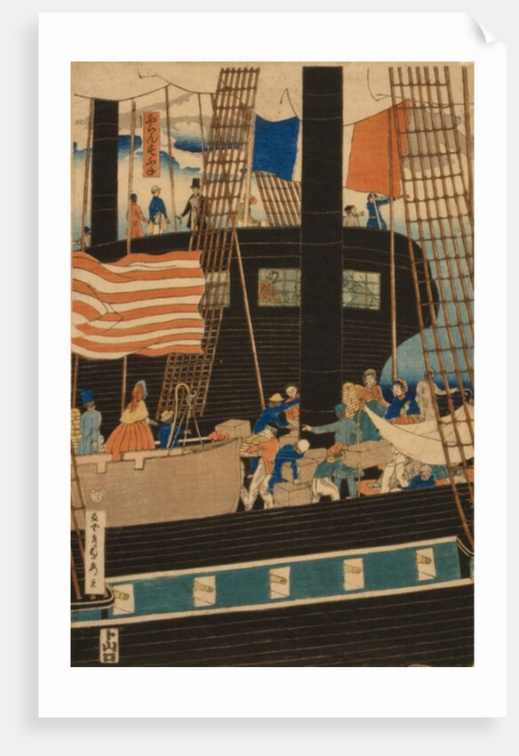 Western traders loading cargo in Yokohama, 1861 by Utagawa Sadahide