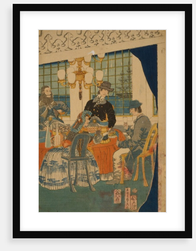 Parlour of a foreign mercantile house in Yokohama, 1861 by Utagawa Sadahide