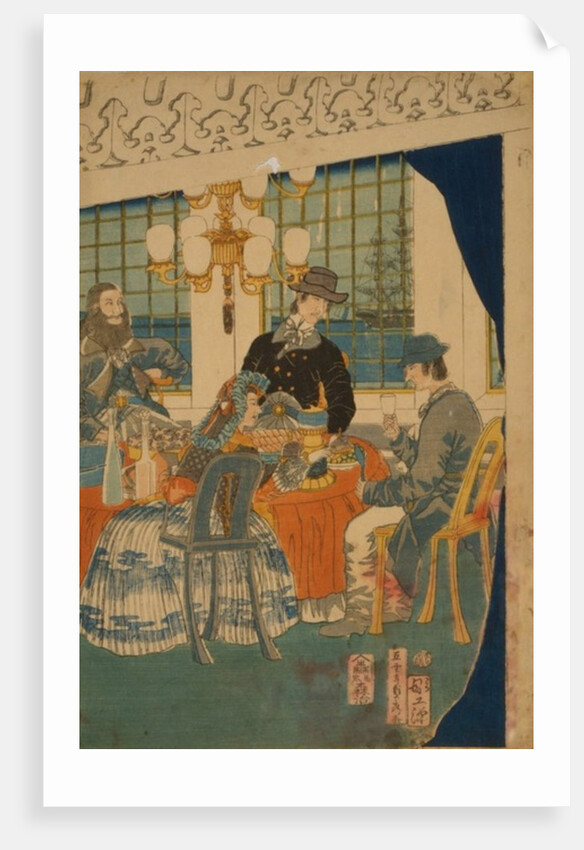 Parlour of a foreign mercantile house in Yokohama, 1861 by Utagawa Sadahide
