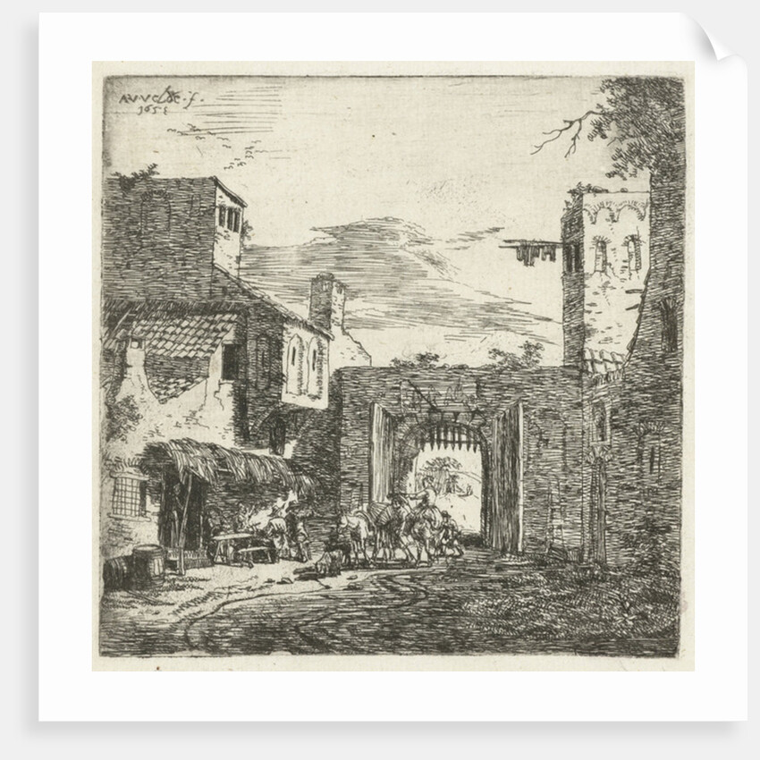 Inn at city gate, 1653 by Adriaen van de Velde