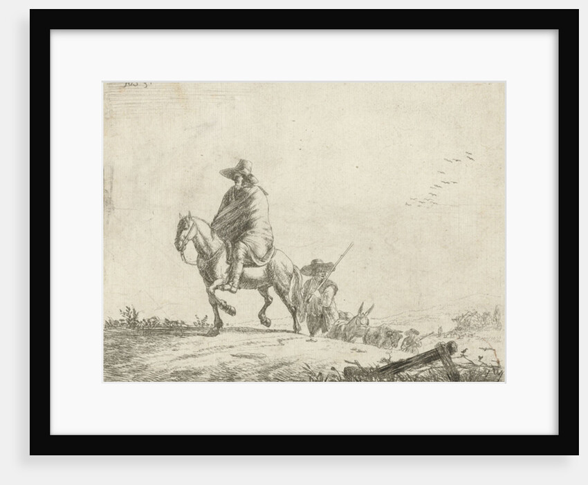 Rider and herdsman with cattle on a dirt road, 1653 by Adriaen van de Velde
