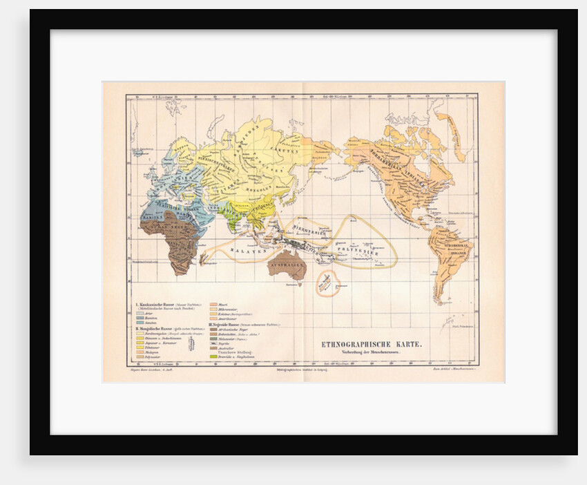 Ethnographic map of the world by German School