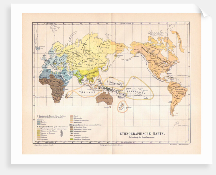 Ethnographic map of the world by German School