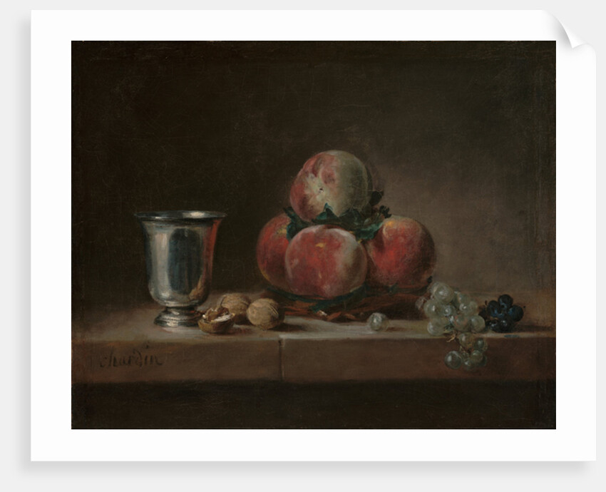Still Life with Peaches, a Silver Goblet, Grapes, and Walnuts, c.1759-60 by Jean-Baptiste Simeon Chardin