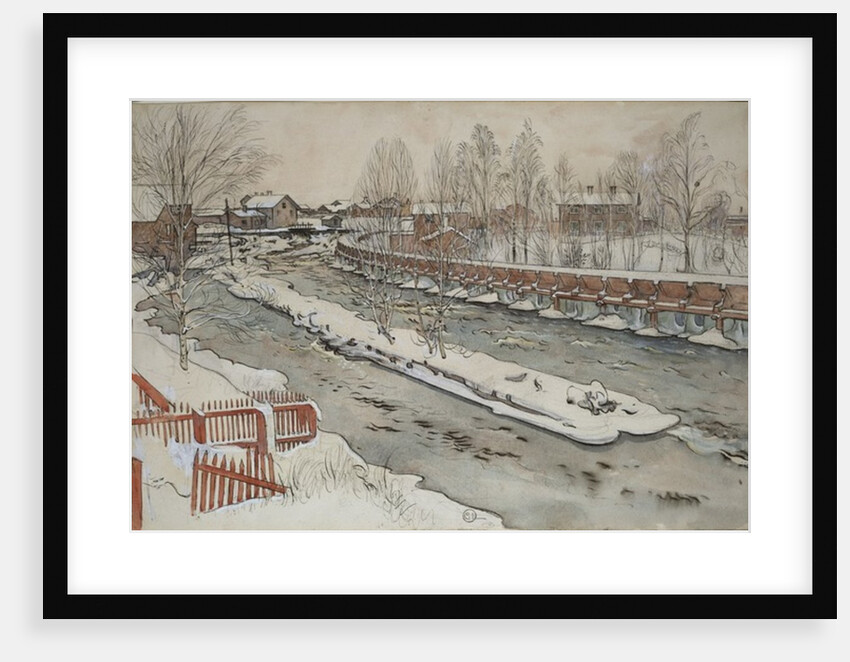 The Timber Chute, Winter Scene by Carl Larsson
