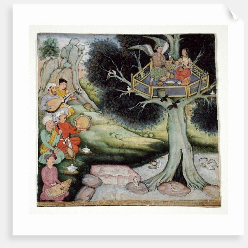 Somaprabha and a Celestial Nymph Listening to Music, c.1590 by Mughal School