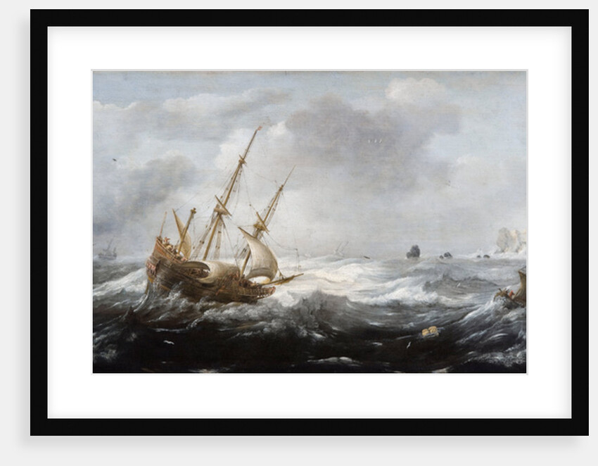 Ships in a Storm on a Rocky Coast, 1614-8 by Jan Porcellis