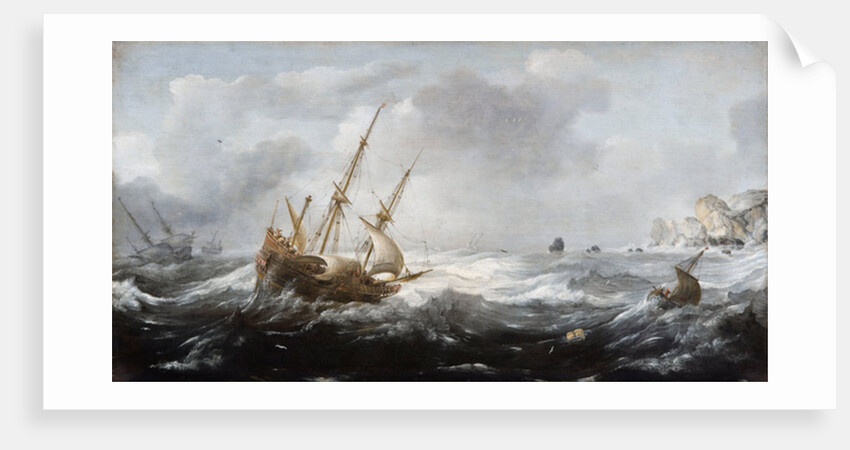 Ships in a Storm on a Rocky Coast, 1614-8 by Jan Porcellis