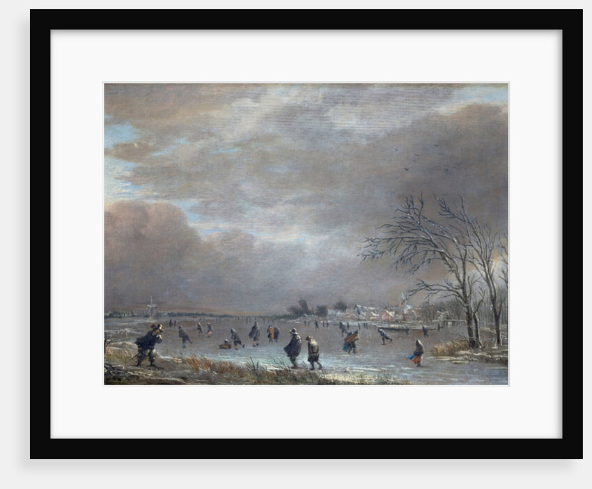 Winter Landscape with Skaters on a Frozen River by Aert van der Neer