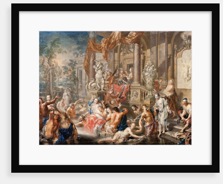 Fountain scene in front of a palace, c.1730 by Johann Georg Platzer
