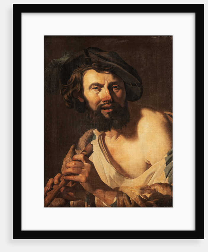 Man with flute by Dutch School