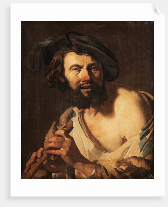 Man with flute by Dutch School