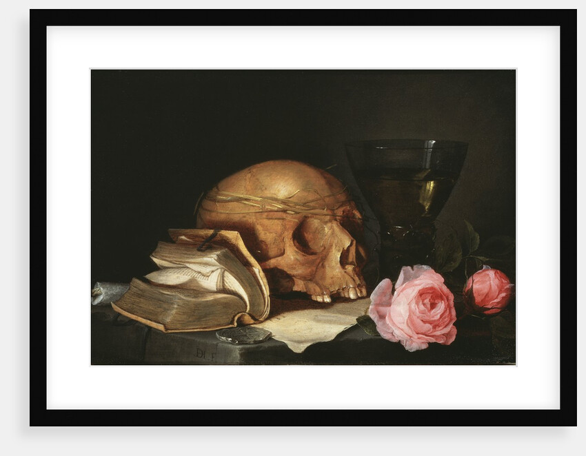 A Vanitas Still Life with a Skull, a Book and Roses, c.1630 by Jan Davidsz. de Heem