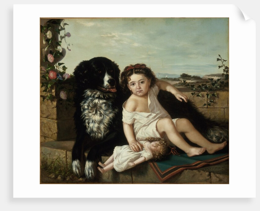Portrait of a Girl with a Dog, 1879 by Ernest Narjot
