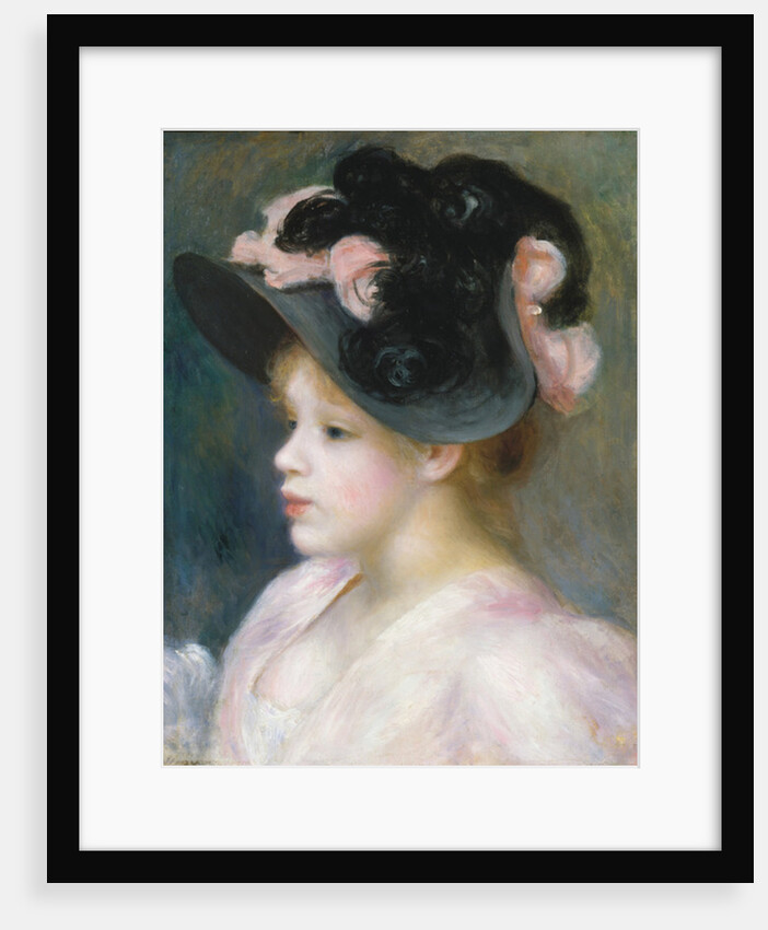 Young Girl in a Pink-and-Black Hat, c.1891 by Pierre Auguste Renoir