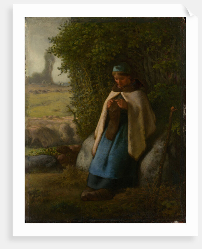 Shepherdess Seated on a Rock, 1856 by Jean-Francois Millet