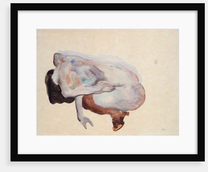 Crouching Nude in Shoes and Black Stockings, Back View, 1912 by Egon Schiele