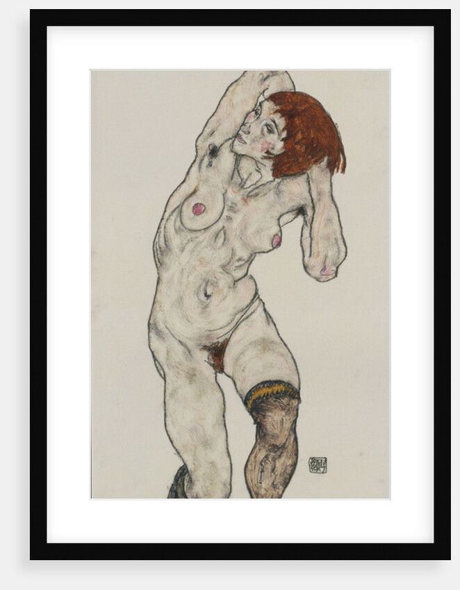 Standing Nude in Black Stockings, 1917 by Egon Schiele