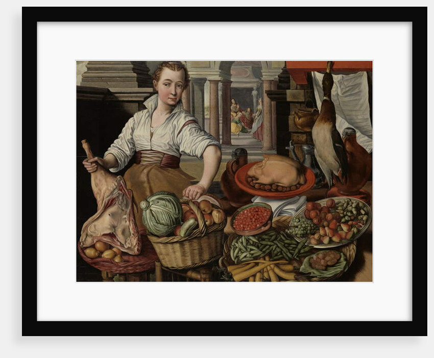 Kitchen Scene, with Jesus in the House of Martha and Mary in the background, 1569 by Joachim Beuckelaer or Bueckelaer